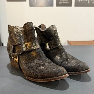 Freebird by Steven Distressed Black and Gold Ankle Boots